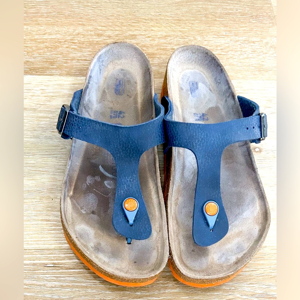 Birkenstock Gizeh Thong Sandals Navy with Orange Size 42